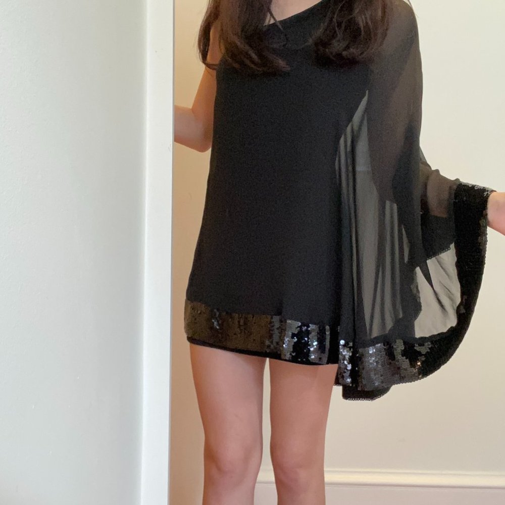 JB by Julie Brown black sequin one-shoulder dress